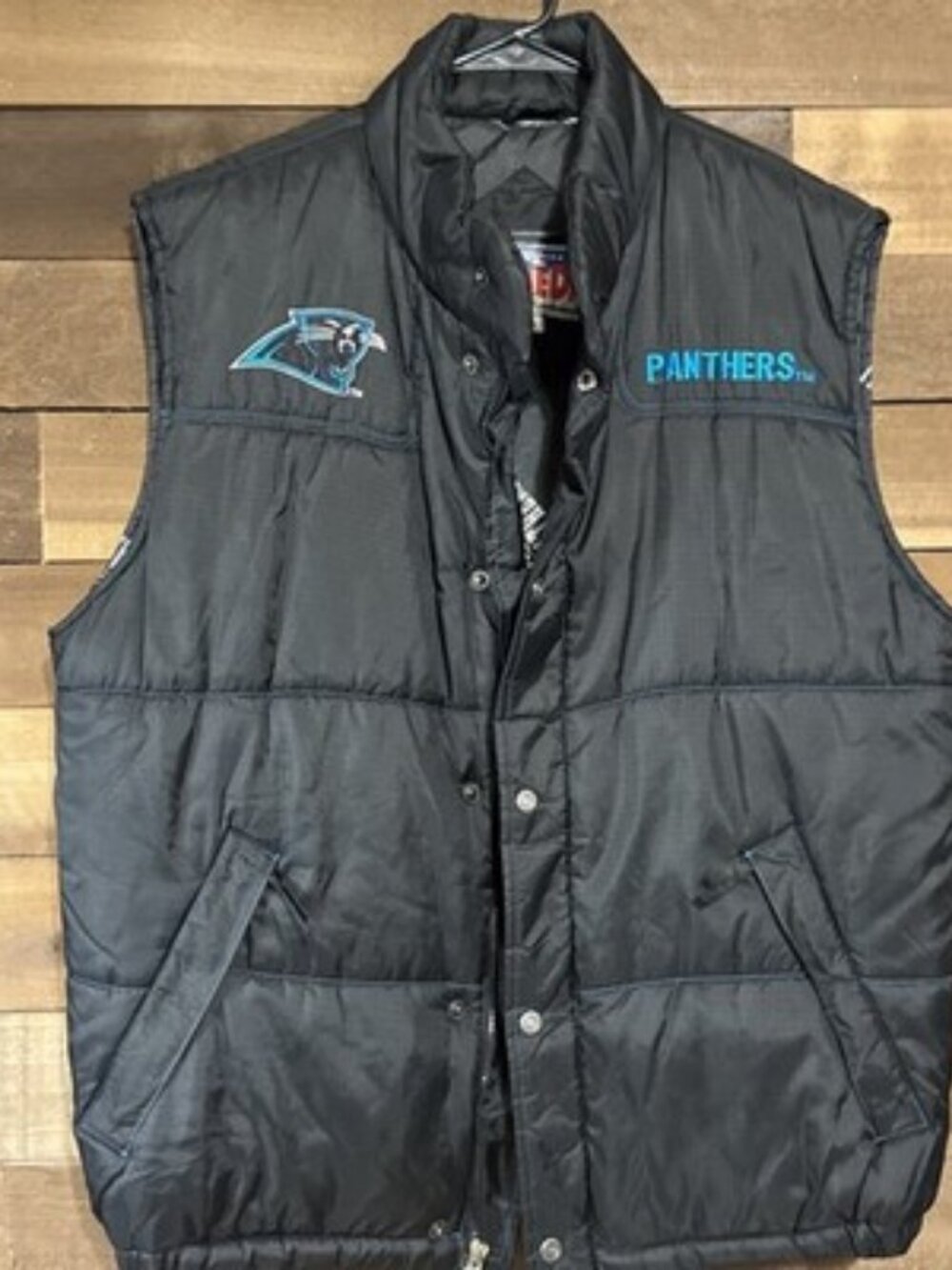 VTG 90’s Carolina Panthers NFL Gameday Turbo Sportswear Puffy Vest Large